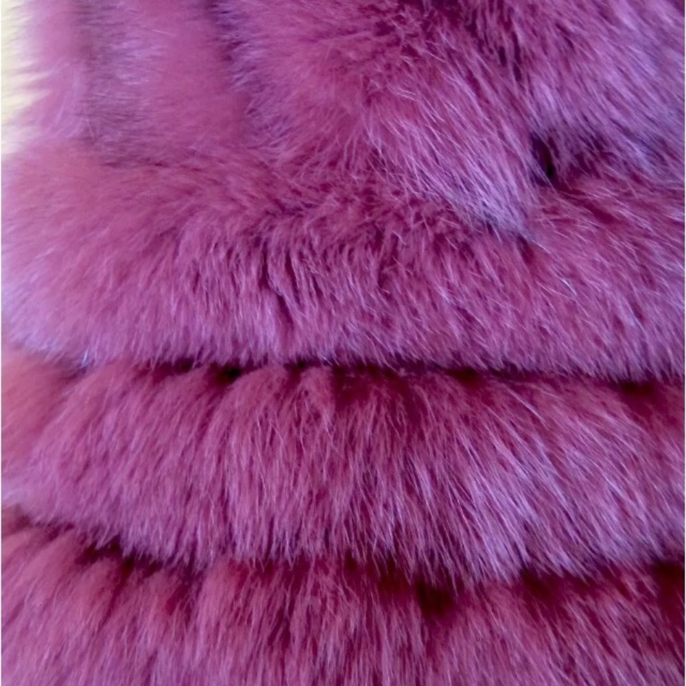 Etro plum fox fur hood.